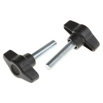 RS PRO Black Thermoplastic Wing Clamping Knob Threaded Stud 40 mm Diameter 35 mm Thread Length 169-294