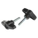 RS PRO Black Thermoplastic Wing Clamping Knob Threaded Stud 40 mm Diameter 25 mm Thread Length 169-288
