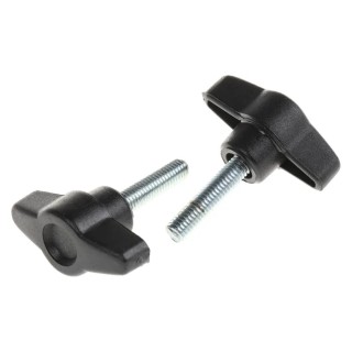 RS PRO Black Thermoplastic Wing Clamping Knob Threaded Stud 40 mm Diameter 25 mm Thread Length 169-288