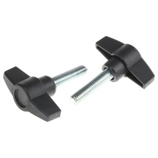 RS PRO Black Thermoplastic Wing Clamping Knob Threaded Stud, 60 mm Diameter, 40 mm Thread Length 169-339