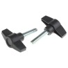 RS PRO Black Thermoplastic Wing Clamping Knob Threaded Stud, 60 mm Diameter, 40 mm Thread Length 169-339