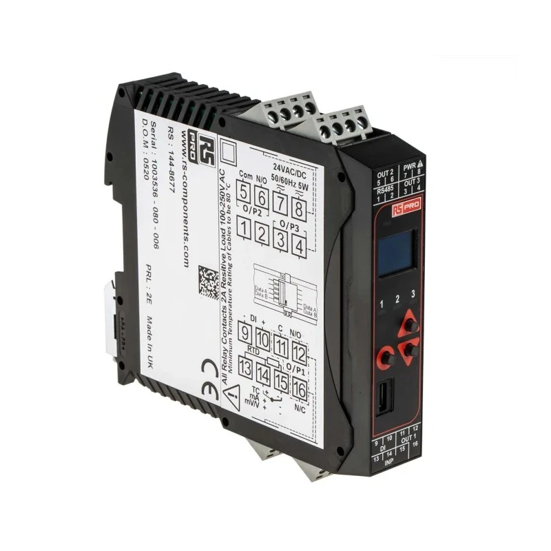 RS PRO DIN Rail PID Temperature Controller 1 Input 2 Output Relay 240V AC On-Off 144-8677