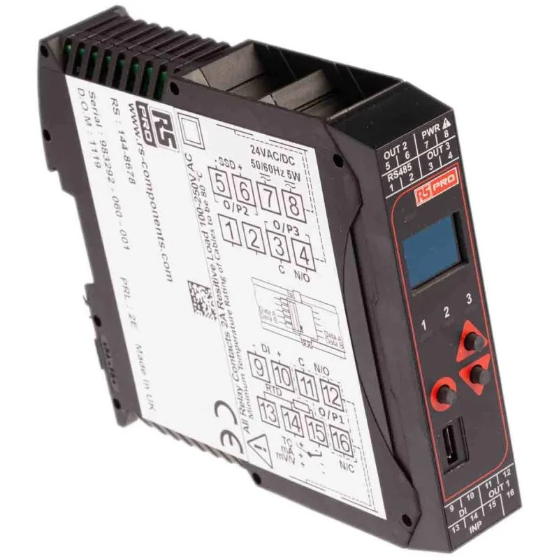 RS PRO DIN Rail PID Temperature Controller 1 Input, 3 Output Relay 24V ac/dc PID Controller 144-8678