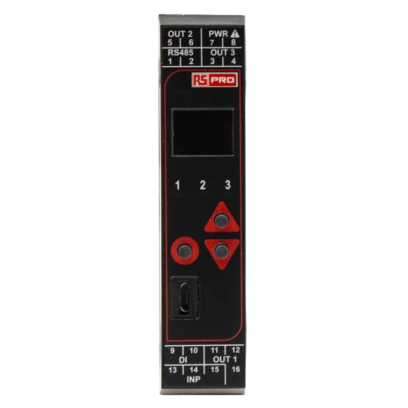 RS PRO DIN Rail PID Temperature Controller 1 Input, 3 Output Relay 24V AC OLED Display 123mm x 22.5mm 144-8682