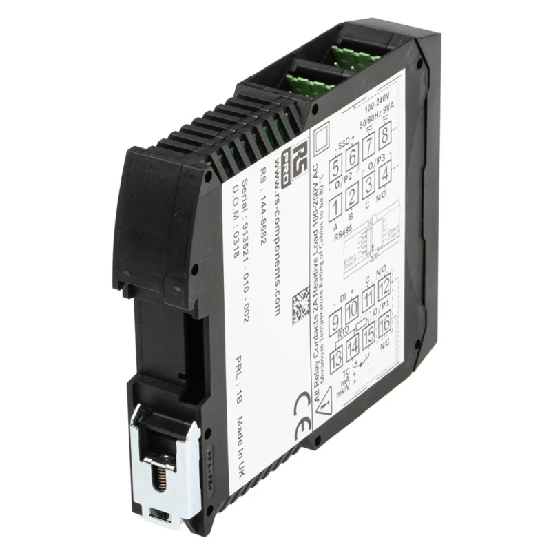 RS PRO DIN Rail PID Temperature Controller 1 Input, 3 Output Relay 24V AC OLED Display 123mm x 22.5mm 144-8682