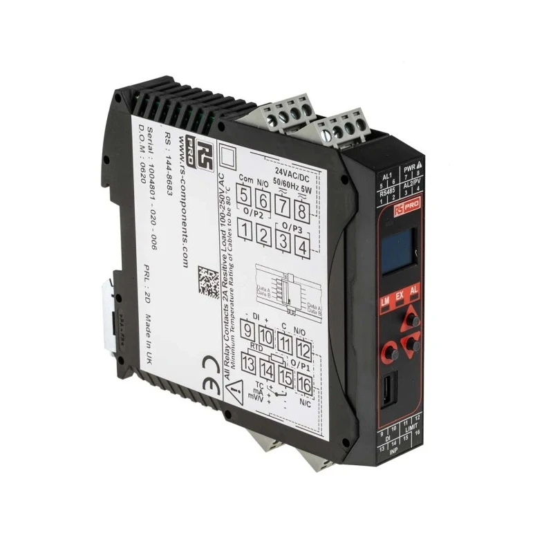 RS PRO DIN Rail PID Temperature Controller 3 Input 2 Output Relay 240V ac OLED Display 144-8683