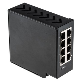 RS PRO Unmanaged 8 Port 10/100 Mbps Ethernet Switch, DIN Rail Mount, Metal Case 144-8676