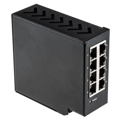 RS PRO Unmanaged 8 Port 10/100 Mbps Ethernet Switch, DIN Rail Mount, Metal Case 144-8676