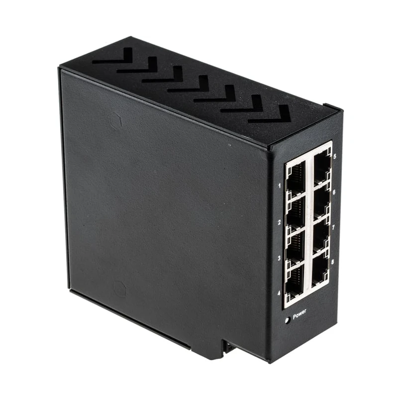 RS PRO Unmanaged 8 Port 10/100 Mbps Ethernet Switch, DIN Rail Mount, Metal Case 144-8676