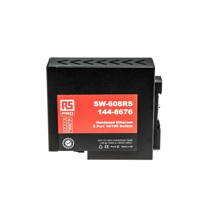 RS PRO Unmanaged 8 Port 10/100 Mbps Ethernet Switch, DIN Rail Mount, Metal Case 144-8676