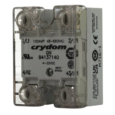Crydom GN Series Solid State Relay, 100A Load, Panel Mount, 660V AC Load, 32V DC Control 84137140