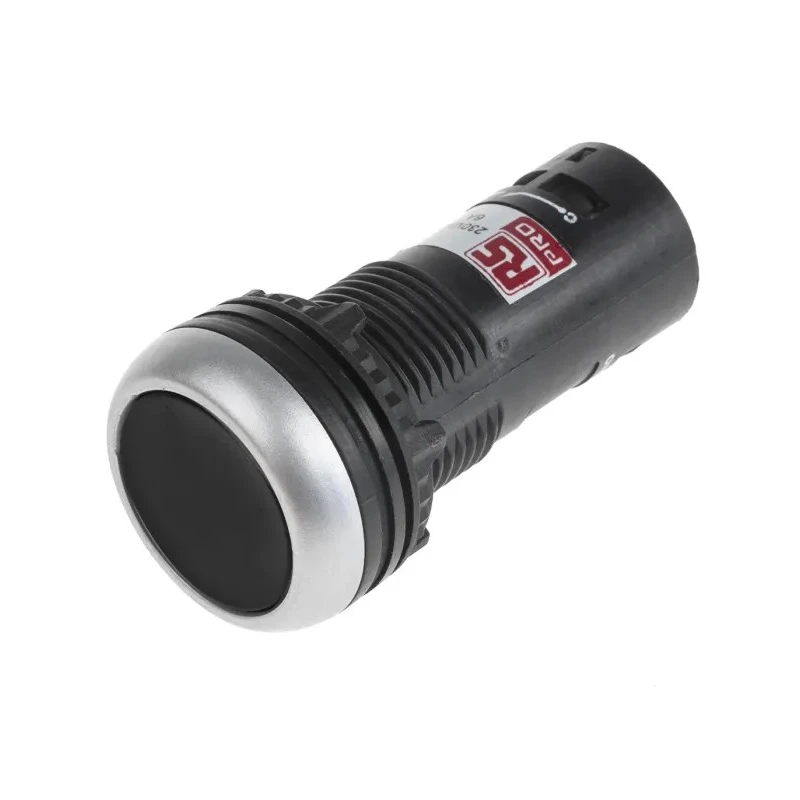 RS PRO Push Button Complete Unit Panel Mount Black DPST 22 mm Cutout IP65 230V 6A 145-0618