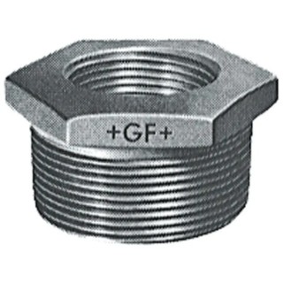 Georg Fischer Black Malleable Iron Fitting Straight Reducer Bush Male BSPT 1-1/2 in to Female BSPP 1 in 770241135