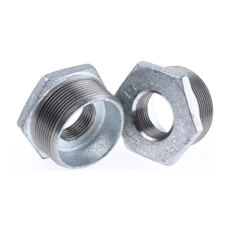 Georg Fischer Galvanised Malleable Iron Fitting Straight Reducer Bush Male BSPT 2 in to Female BSPP 1 in 770241239