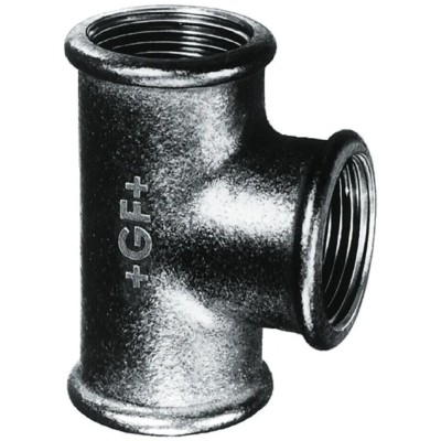 Georg Fischer Black Oxide Malleable Iron Fitting Tee Female G 1-1/2 in to Female BSPP 1-1/2 in to Female BSPP 770130108