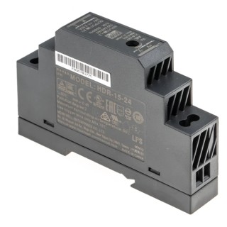 MEAN WELL Ultra Slim Switched Mode DIN Rail Power Supply AC/DC Input 85V ac to 370V dc 24V dc 630mA Output 15.2W HDR-15-24