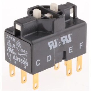 APEM Push Button Contact Block 250V, 3 CO, Solder Lug/Quick Connect Terminals A0155B