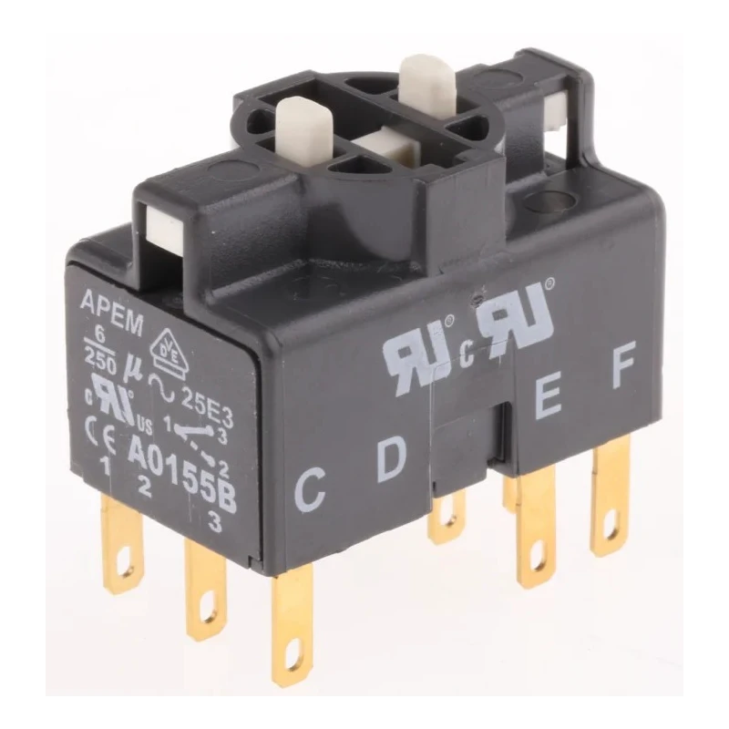 APEM Push Button Contact Block 250V, 3 CO, Solder Lug/Quick Connect Terminals A0155B
