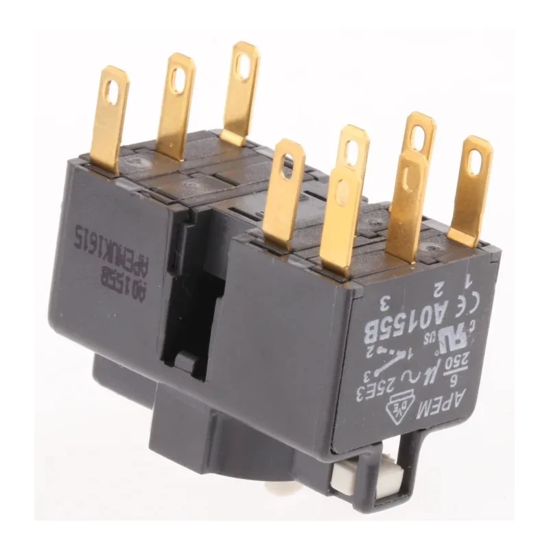 APEM Push Button Contact Block 250V, 3 CO, Solder Lug/Quick Connect Terminals A0155B