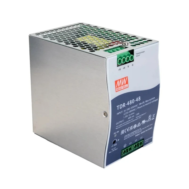 MEAN WELL TDR Switched Mode DIN Rail Power Supply 480W Power, 48V DC Output, 10A Current, AC/DC Input TDR-480-48