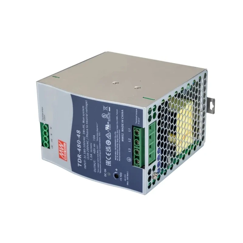 MEAN WELL TDR Switched Mode DIN Rail Power Supply 480W Power, 48V DC Output, 10A Current, AC/DC Input TDR-480-48