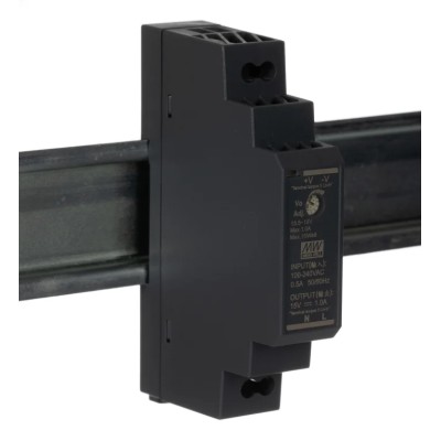 MEAN WELL Ultra Slim Switched Mode DIN Rail Power Supply 85-370V AC/DC Input 15V DC, 1A Output, 15W HDR-15-15