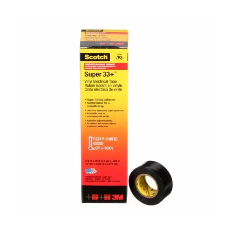 3M Scotch Super 33 Black Polyvinyl Chloride Electrical Tape, 19mm Width x 6m Length 80610833800