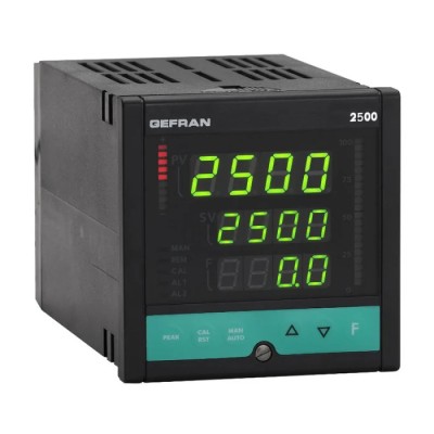 Gefran 2500 DIN Rail PID Temperature Controller 4 Inputs, 7 Outputs, 1 NO/1 NC, Digital PNP/NPN, Analogue 2500-0-0-0-0-0-1