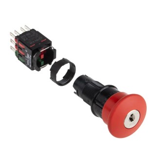 Schneider Electric Harmony Series Key Release Emergency Stop Push Button Panel Mount 16 mm Cutout 2 NO/2 NC IP65