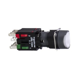 Schneider Electric Harmony XB6 Series Illuminated Push Button Switch, Slide Operation, Panel Mount, 18 mm Cutout XB6AW1B5B