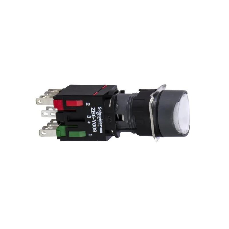 Schneider Electric Harmony XB6 Series Illuminated Push Button Switch, Slide Operation, Panel Mount, 18 mm Cutout XB6AW1B5B