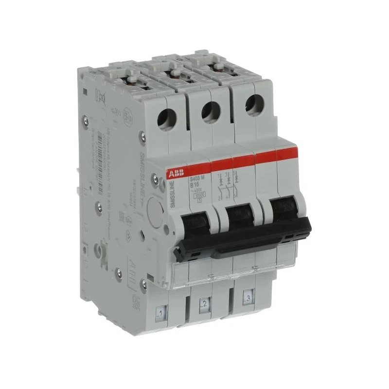 ABB SMISSLINE TP S400M Miniature Circuit Breaker, 3-Pole, 16A, Type B, 400V AC, 250V DC, 10 kA 2CCS573001R0165 S403M-B16
