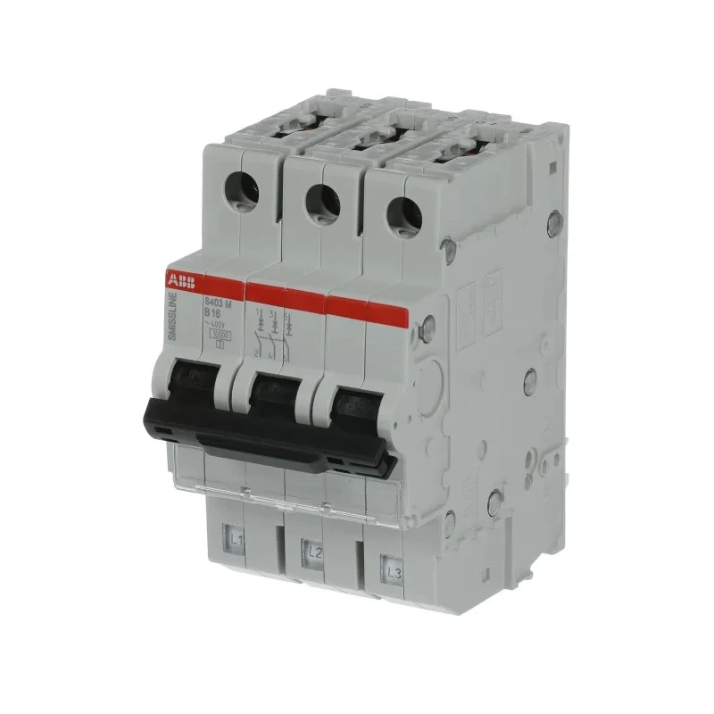 ABB SMISSLINE TP S400M Miniature Circuit Breaker, 3-Pole, 16A, Type B, 400V AC, 250V DC, 10 kA 2CCS573001R0165 S403M-B16