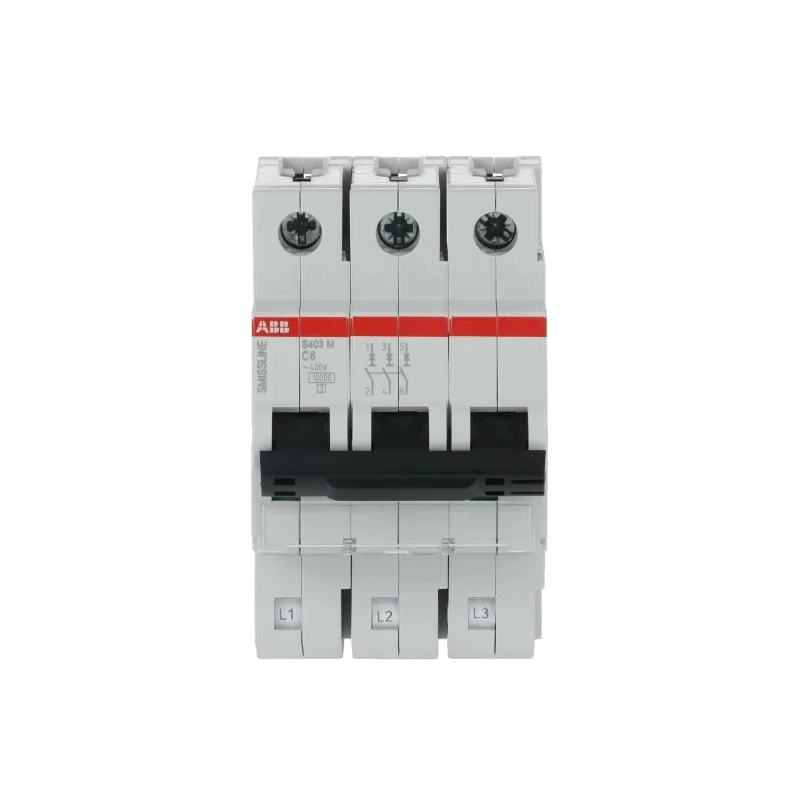 ABB SMISSLINE TP S400M Miniature Circuit Breaker, 3-Pole, 6A, Type C, 400V AC, 250V DC, 10 kA 2CCS573001R0064 - S401MC6