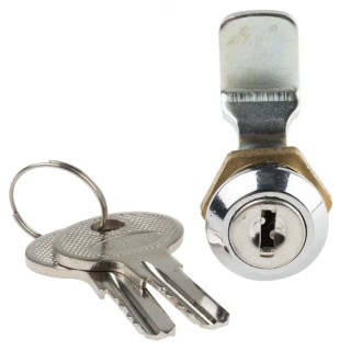 RS PRO Die Cast Zinc Cabinet Lock Chrome Finish 20 mm Panel-to-Tongue Depth Key Unlock 146-1803