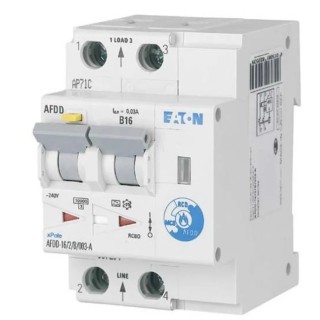 Eaton Residential Arc Fault Detection Device RCBO 16A Current Rating 2-Pole 30 mA Trip Sensitivity 187204 AFDD-16/2/B/003-A