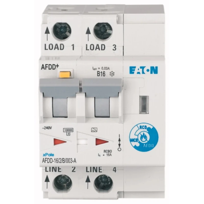 Eaton Residential Arc Fault Detection Device RCBO 16A Current Rating 2-Pole 30 mA Trip Sensitivity 187204 AFDD-16/2/B/003-A
