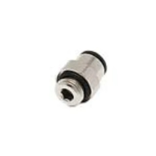 Legris Pneumatic Fitting Series Male Threaded-to-Tube 1/2 in G Thread with 8 mm Push-in Connection Brass Nickel Finish LF3000