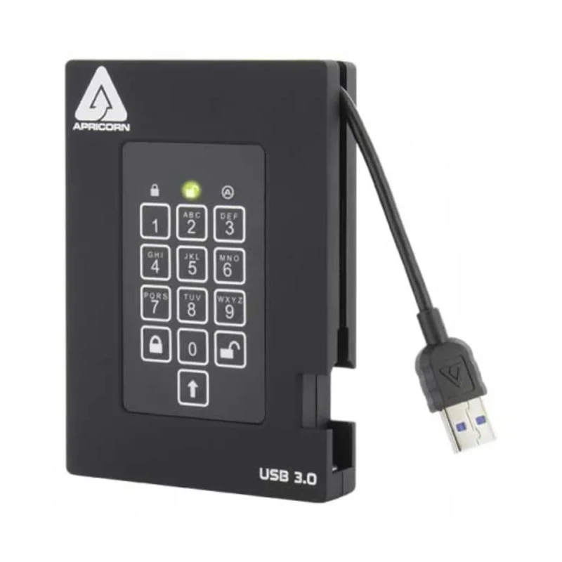 Apricorn Aegis Bio 3 Portable 1TB External HDD USB 3.0 Encrypted Hard Drive A25-3PL256-1000F