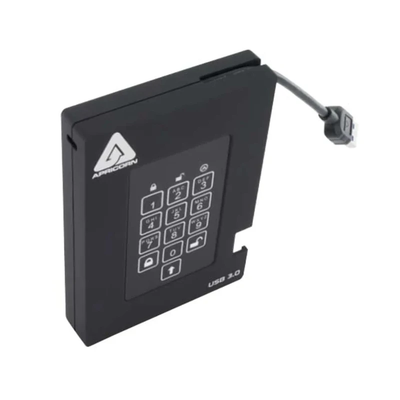 Apricorn Aegis Bio 3 Portable 1TB External HDD USB 3.0 Encrypted Hard Drive A25-3PL256-1000F