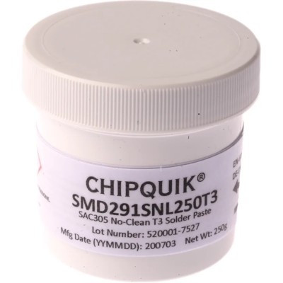 CHIPQUIK Lead Free Solder Paste 250 g Jar RoHS Compliant SMD291SNL250T3