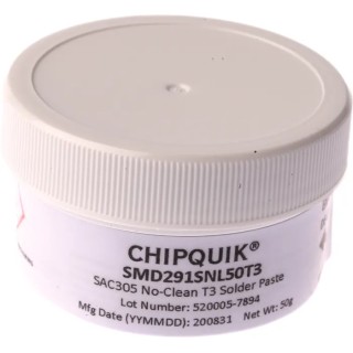 CHIPQUIK Lead Free Solder Paste 50 g Jar J-STD-006C, J-STD-004B, RoHS SMD291SNL50T3