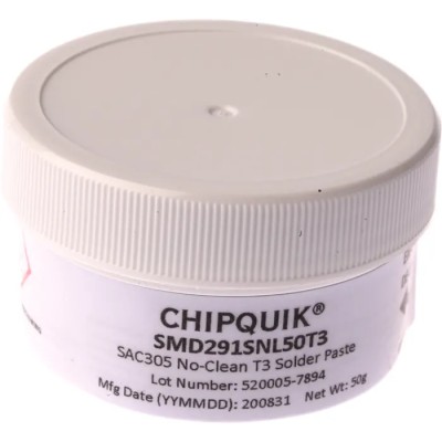 CHIPQUIK Lead Free Solder Paste 50 g Jar J-STD-006C, J-STD-004B, RoHS SMD291SNL50T3
