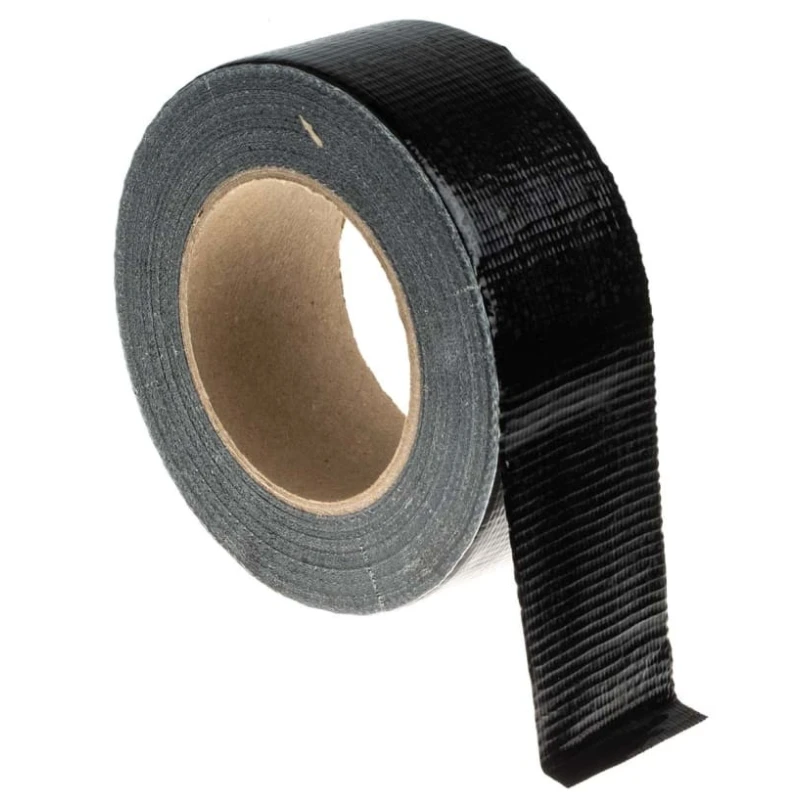 RS PRO Black Gloss Finish Duct Tape 50mm Width 50m Length, Rubber Resin Adhesive 146-6828