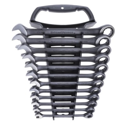GearWrench 12-Piece Ring Spanner Set, Alloy Steel, Sizes 8 to 19 mm, Chrome Finish 9412BE