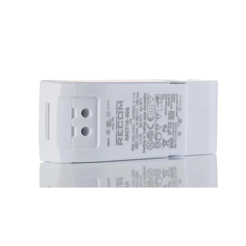 Recom IP20 1 Output LED Driver, 18V dc to 36V dc, 18 W, 500mA Constant Current, Enclosed AC-DC Power Supply 