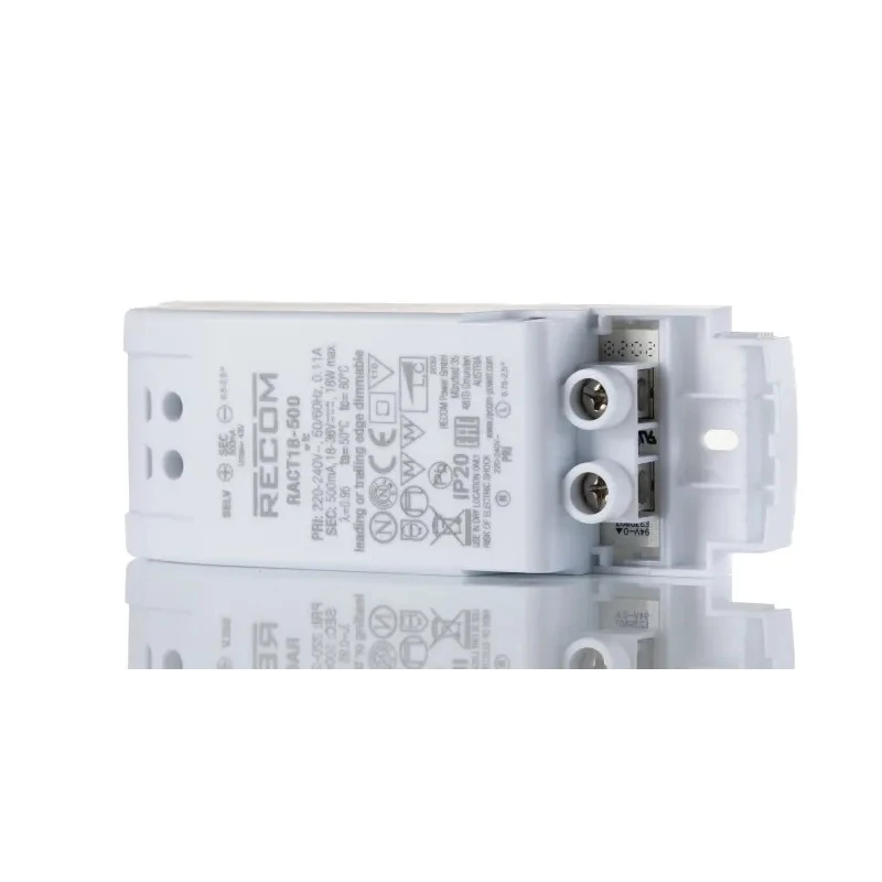 Recom IP20 1 Output LED Driver, 18V dc to 36V dc, 18 W, 500mA Constant Current, Enclosed AC-DC Power Supply 