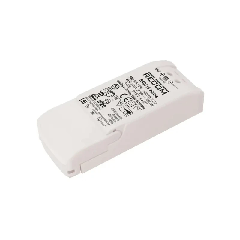 Recom IP20 1 Output 18W 350mA Constant Current LED Driver, 26V-52V, AC 198-264V Input 