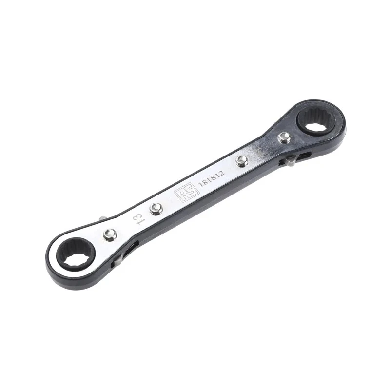 RS PRO Ratchet Ring Spanner Double Ended 13 to 14 mm Chrome Vanadium Steel Black Finish 181-812