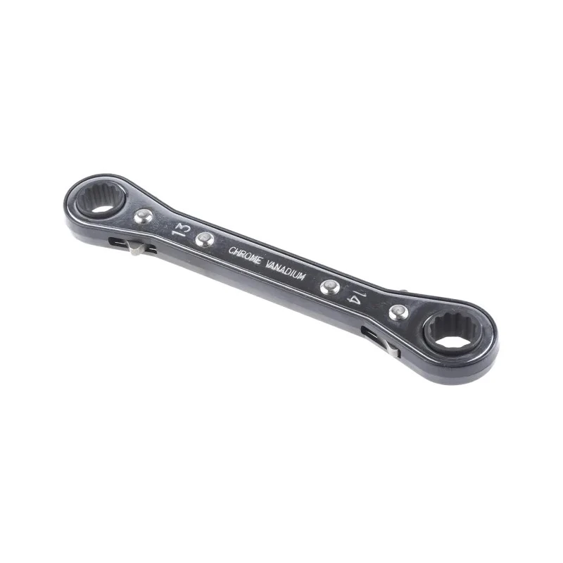 RS PRO Ratchet Ring Spanner Double Ended 13 to 14 mm Chrome Vanadium Steel Black Finish 181-812